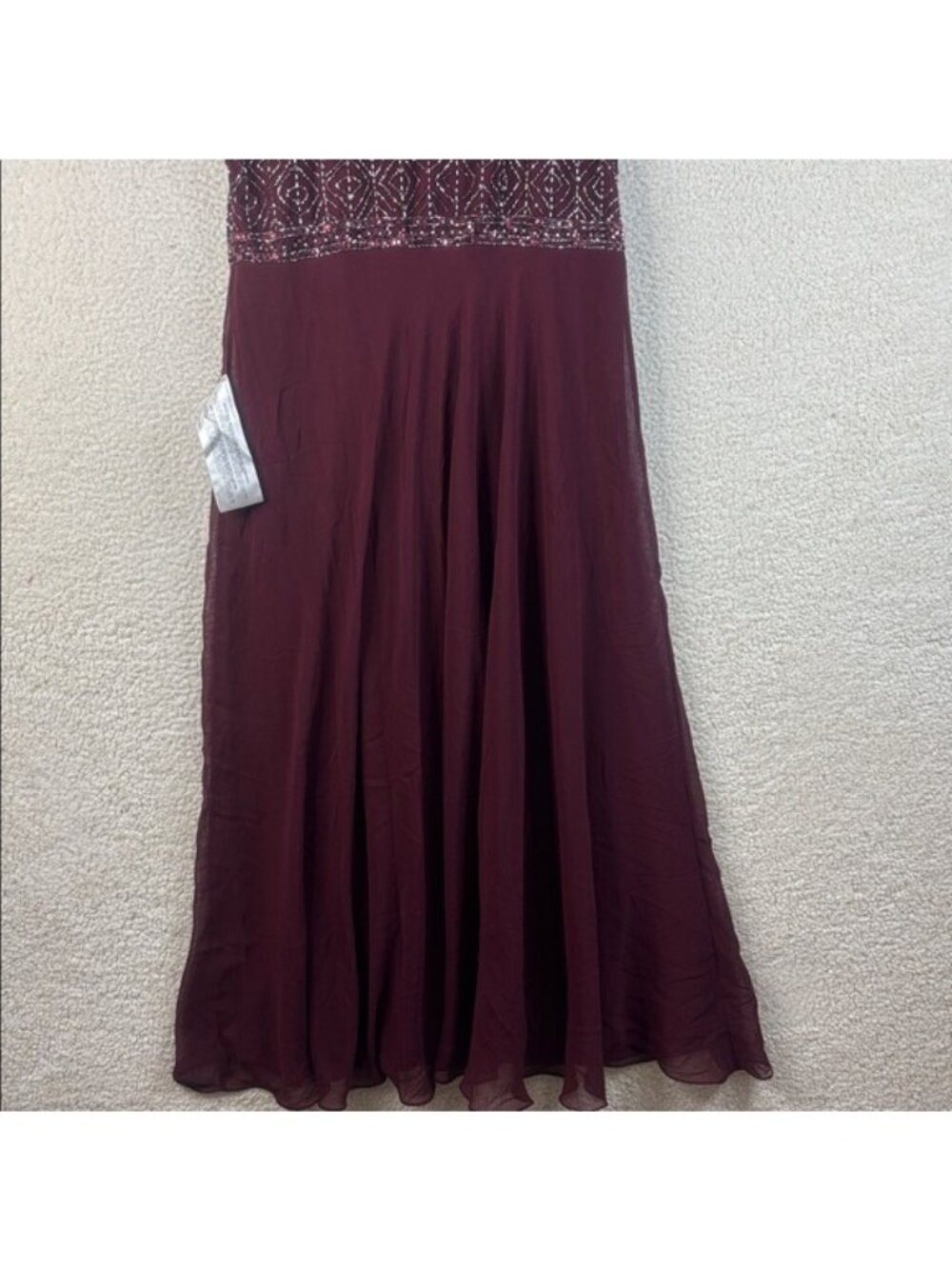 NWT J Kara Womens Burgundy Beaded Short Sleeve Empire Waist Gown PLUS SIZE 18 - Picture 9 of 16